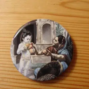 Metal Magnet with Mother Jashoda and Little Krishna (4,5 cm)