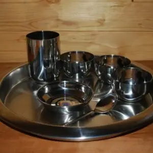 Large stainless steel thali set