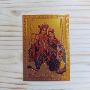 Golden sticker with Radha and Krishna (6x8.5 cm)